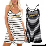 It's Your Day Clothing Gold Honeymoonin Striped Swimsuit Cover Up Beach Dress White w Black Stripe B07BHHW4HX